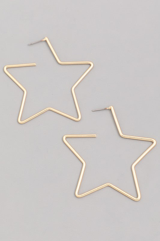Star Wire Hoop Earrings