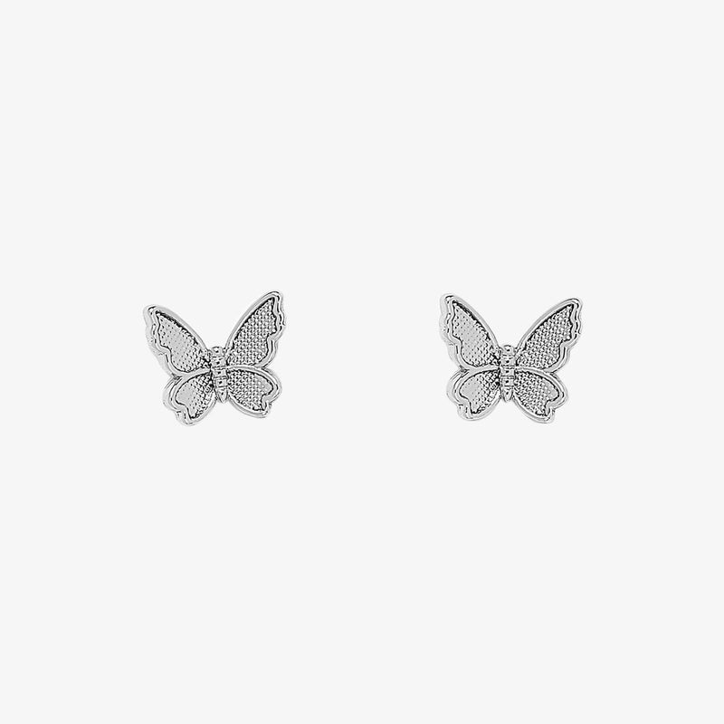 Butterfly In Flight Earrings - Silver
