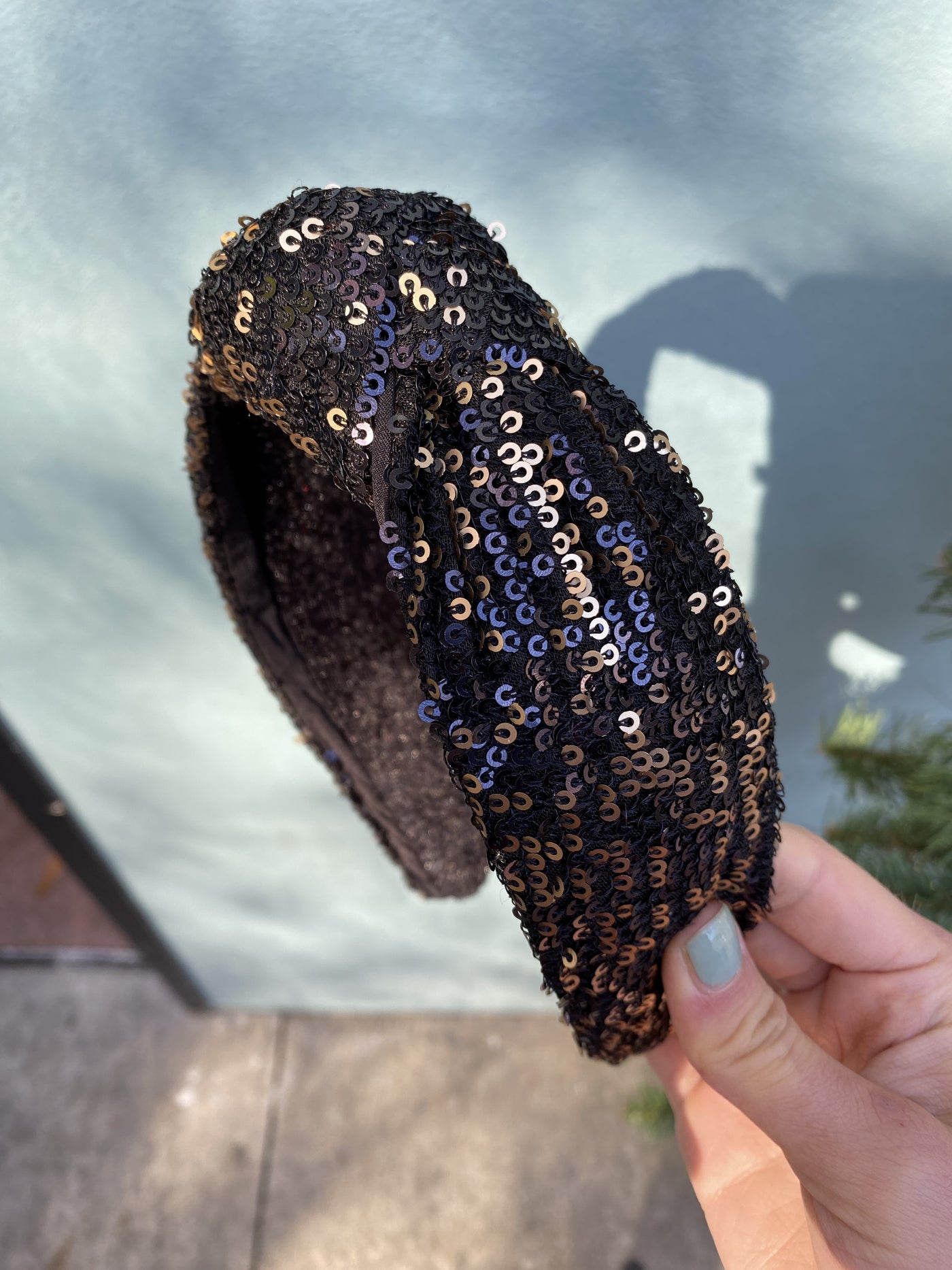 Knot Headband - Black and Gold Sequin
