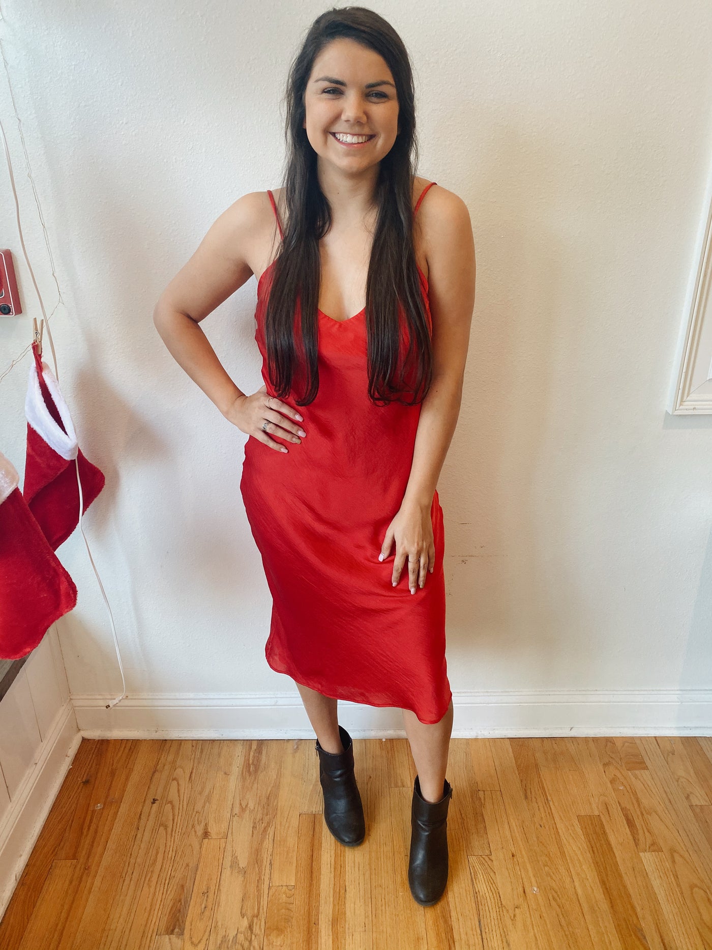 My Love Red Satin Dress
