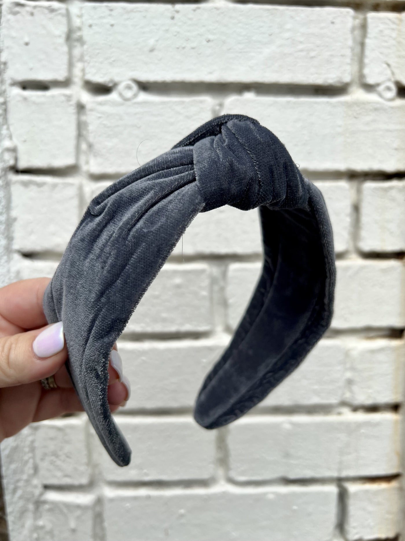 Knot Headband - Grey Velvet