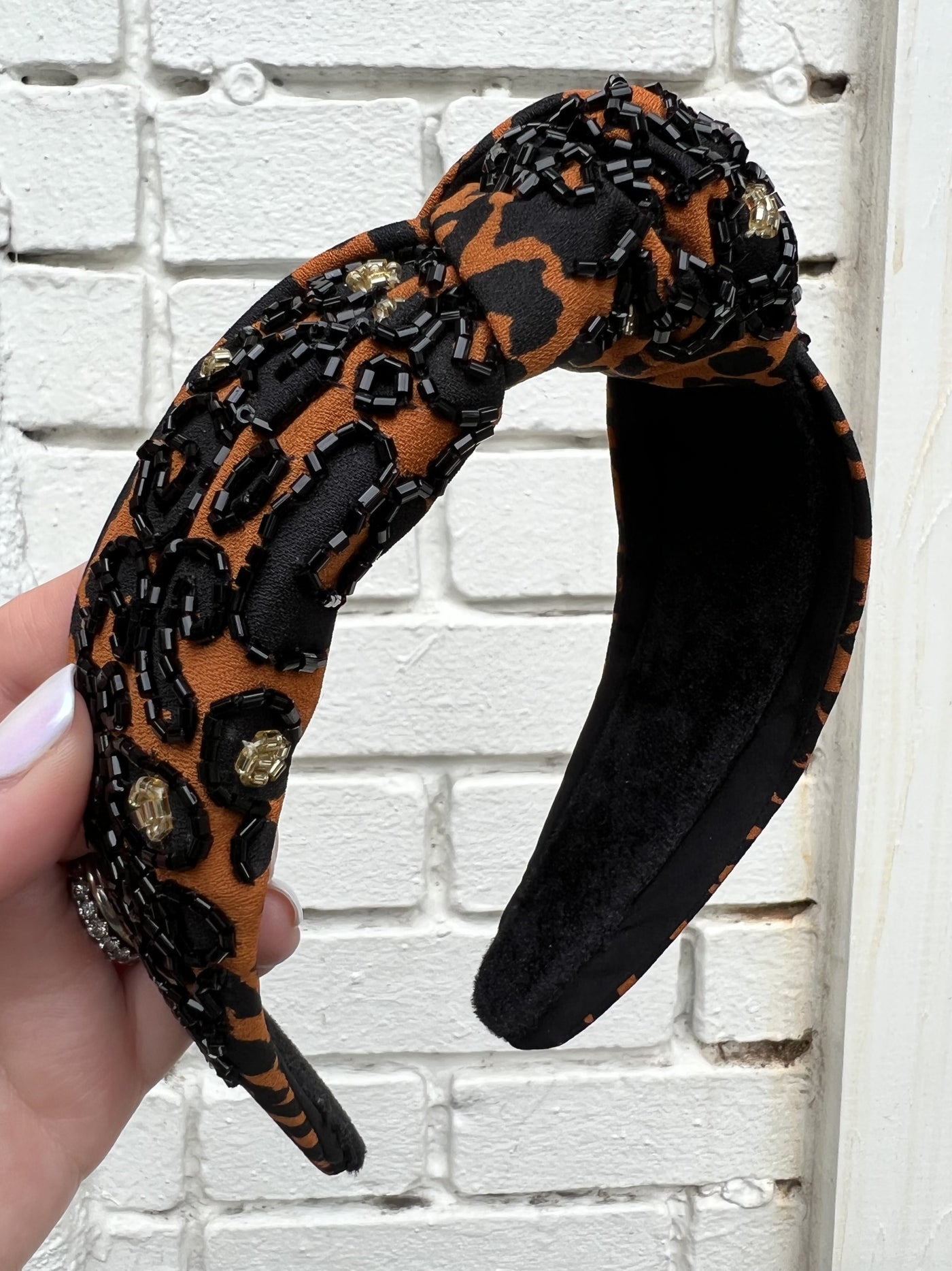 Knot Headband - Beaded Leopard