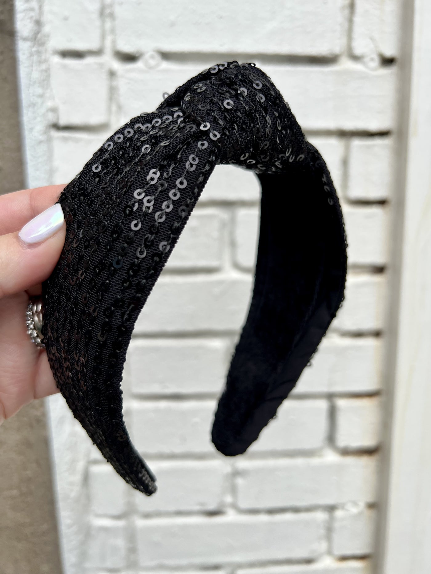 Knot Headband - Black Sequin