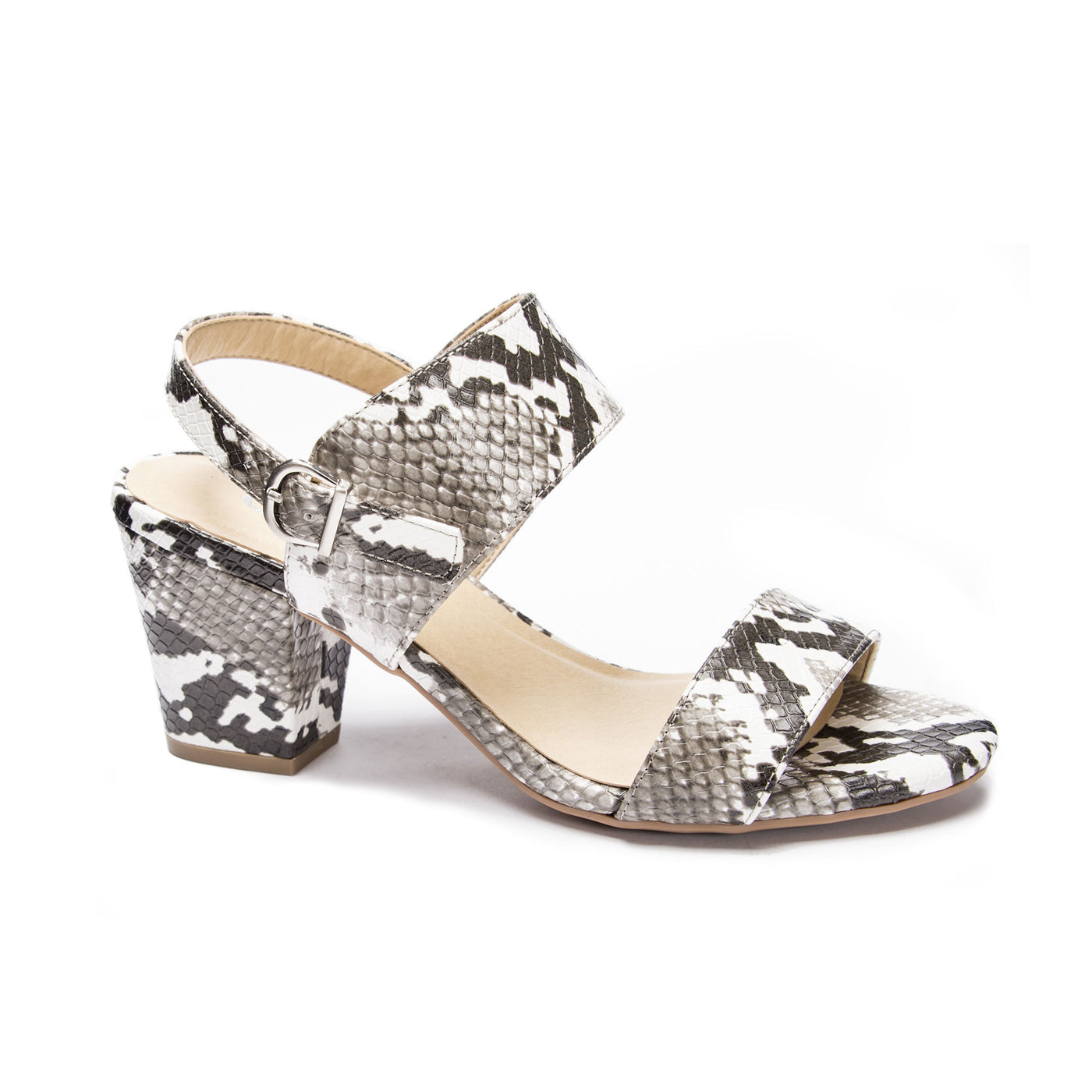 Spot On Snakeskin Block Heel