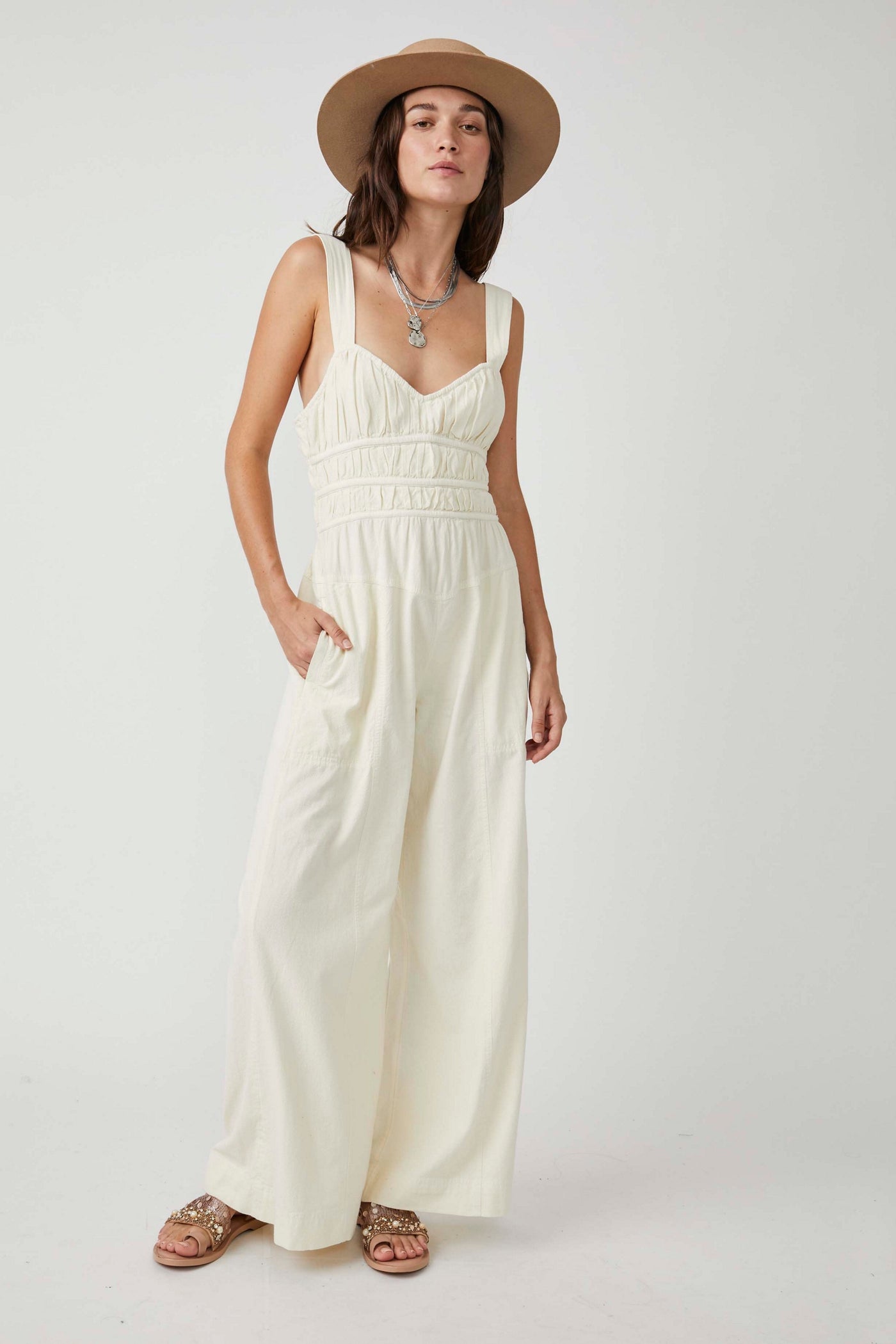 After All Rouched Jumpsuit - Nilla Cream