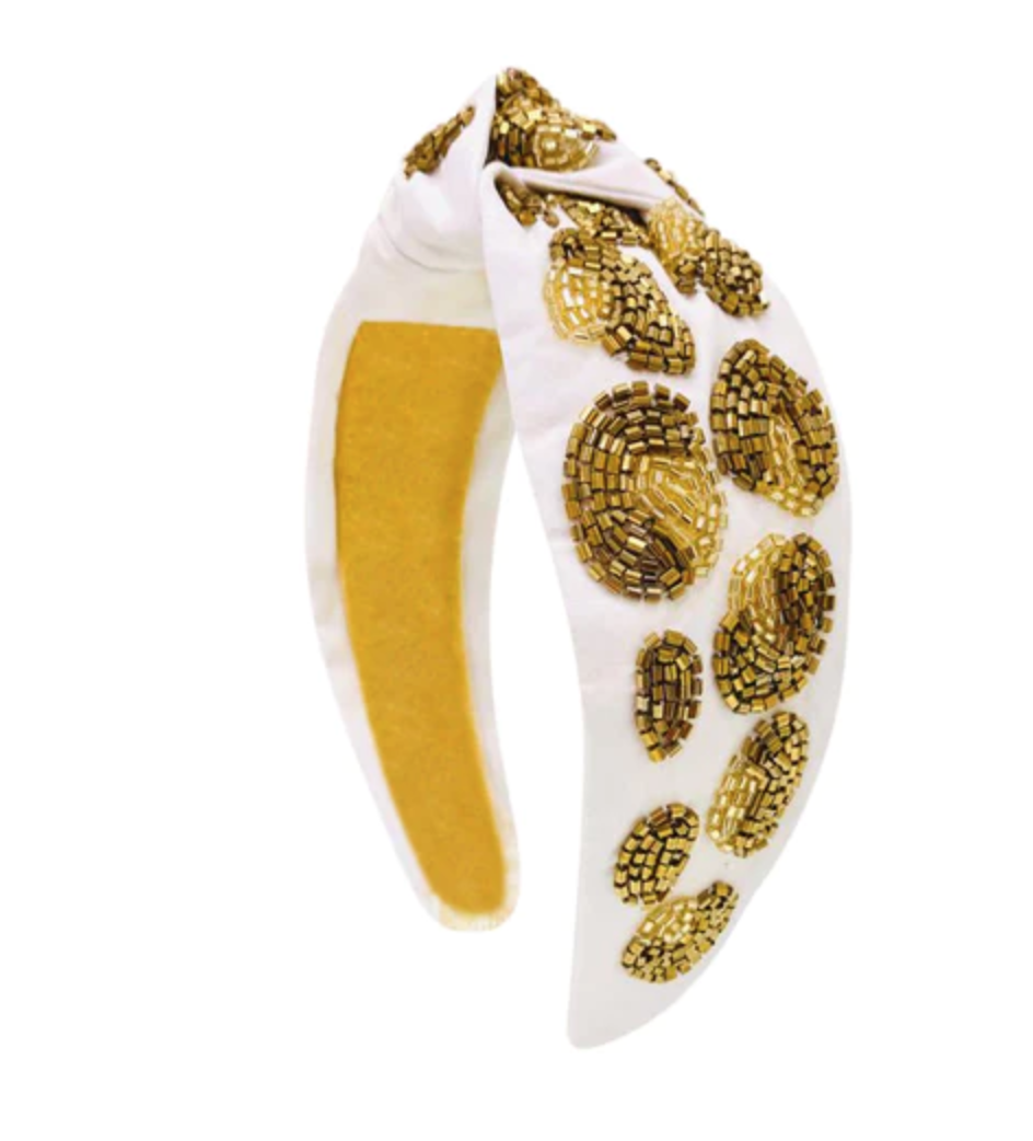 Knot Headband - White Gold Sequin