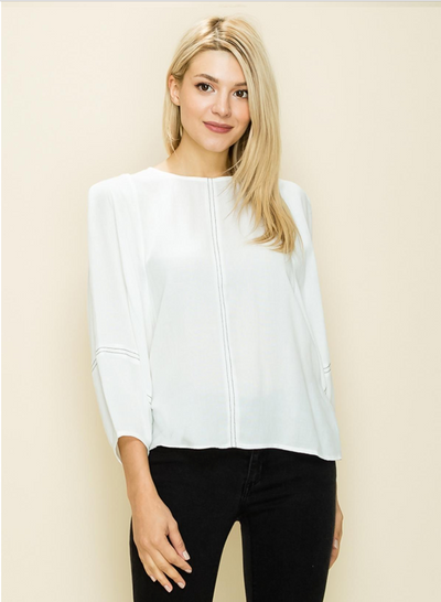 Woven Contrast Stitch Top