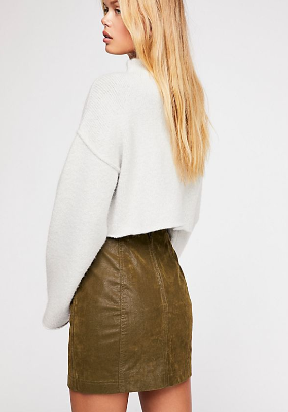 Modern Femme Vegan Suede Mini Skirt  - Tobacco