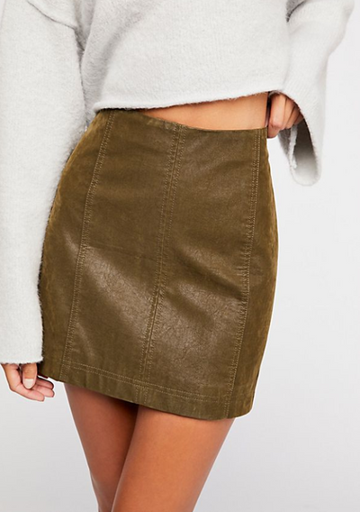 Modern Femme Vegan Suede Mini Skirt  - Tobacco