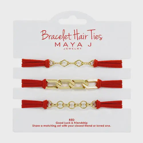 Bracelet Hair Tie - Red/Gold