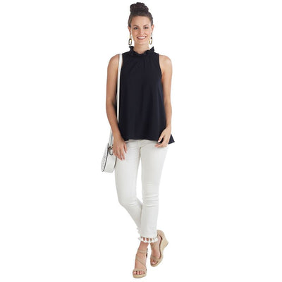 Eloise Ruffle Neck Top Black