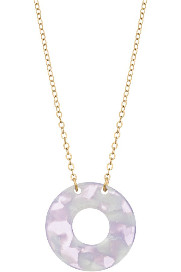 Marbled Acrylic Geo Pendant Necklace