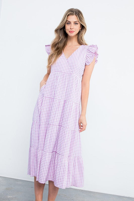 A Purple Picnic Midi Dress
