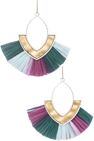 Oval Drop Earrings with Multi Tone Earring