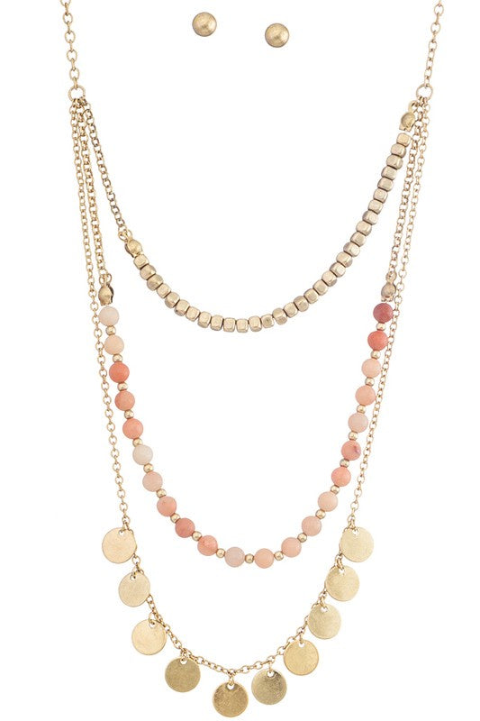 Sweet Layers Necklace in Peach