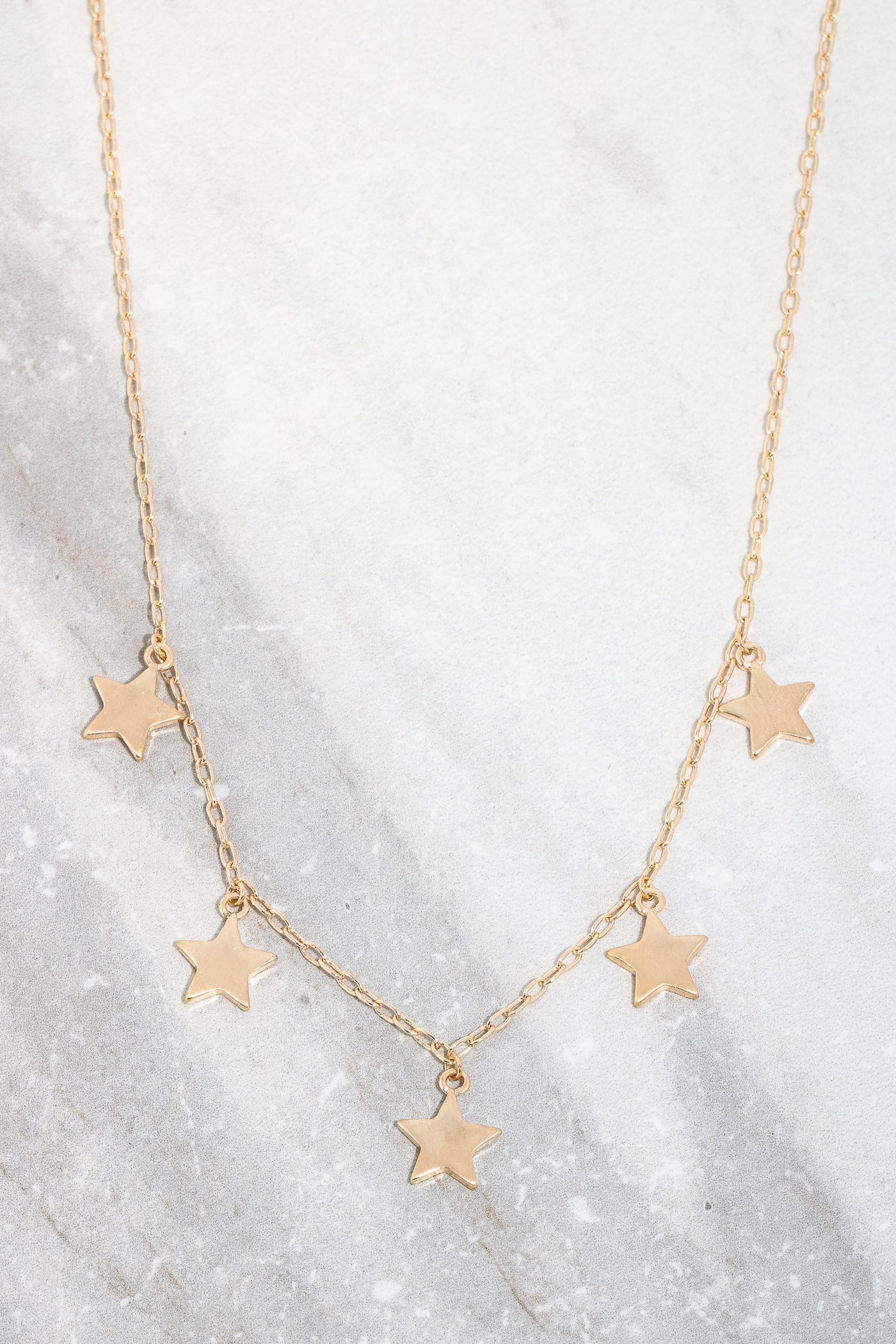 5 Metallic Star Charm Necklace - Multiple Colors