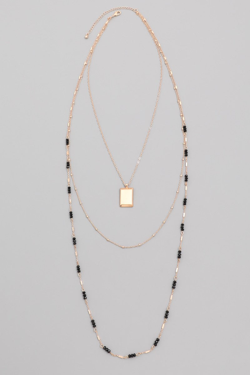 Delicate Layered Square Necklace - Multiple Colors