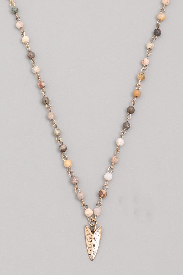 Beaded Arrowhead Pendant Choker Necklace