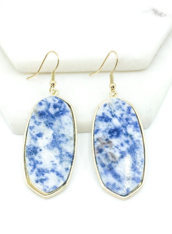 Hexagon Resin Earrings in Blue