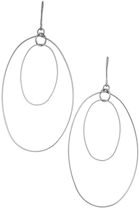 Stacked Oval Earrings -Silver