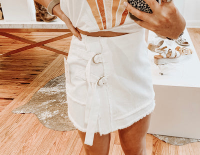Don't Give Up White Denim Skirt