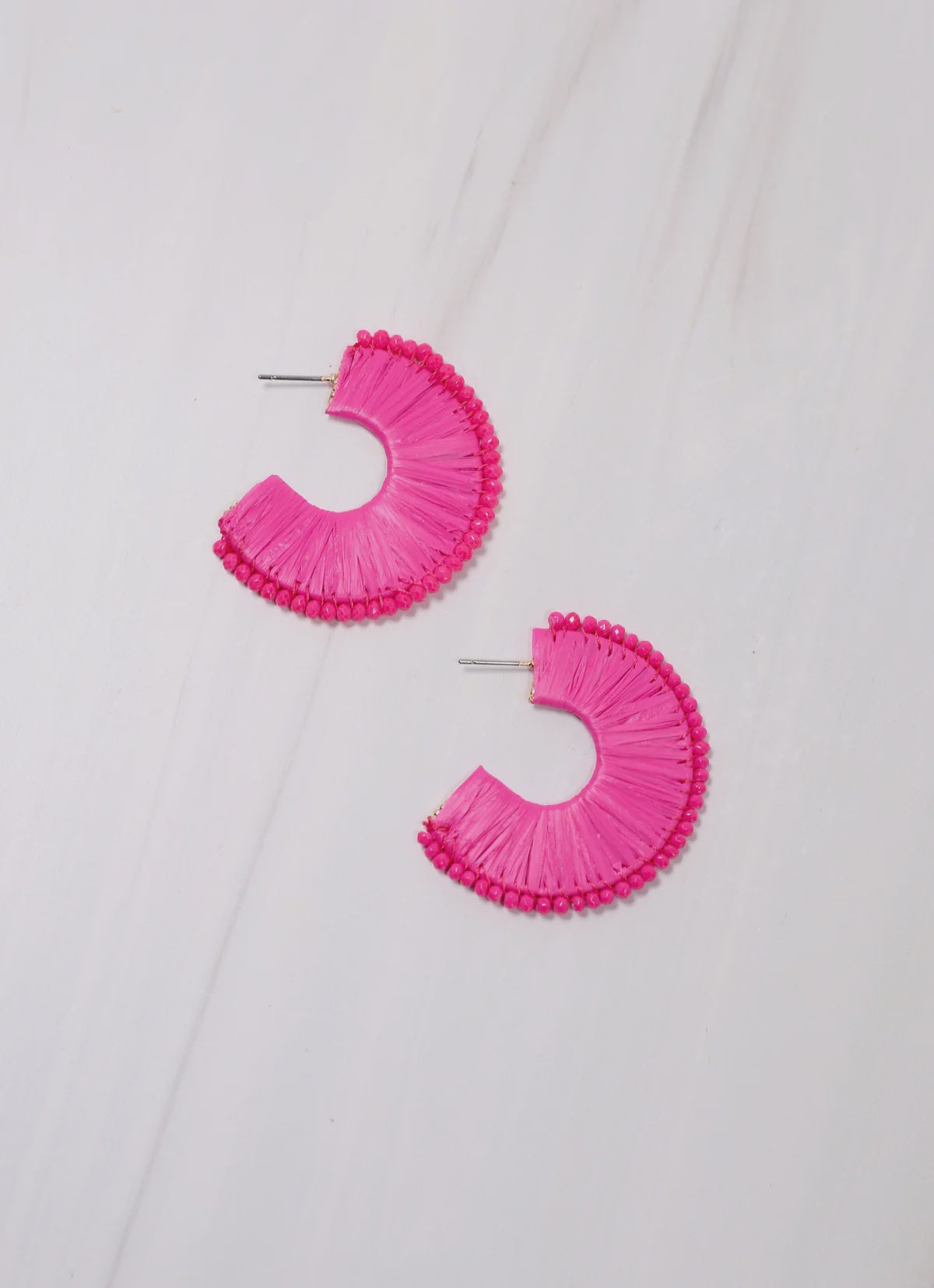 Lakeshore Wrapped Hoop Earrings - Hot Pink